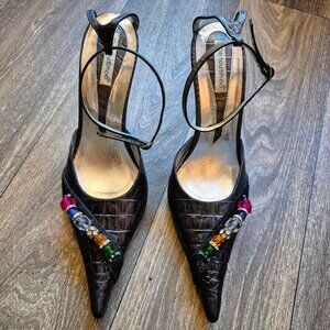 Ce fou Shoo Alligator Embellished Heels – Size 10 US (41 EU)